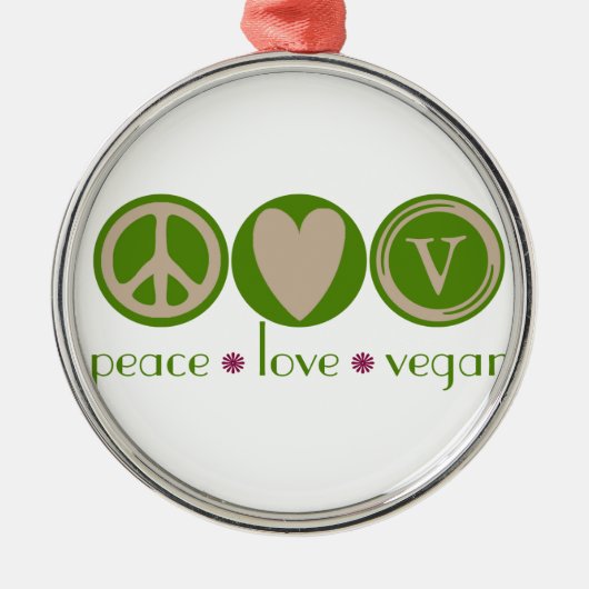 FriedensLiebe vegan Silbernes Ornament (Vorne)