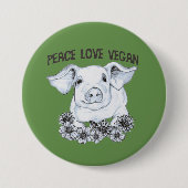 FriedensLiebe-veganer Schwein-Knopf Button (Vorderseite)