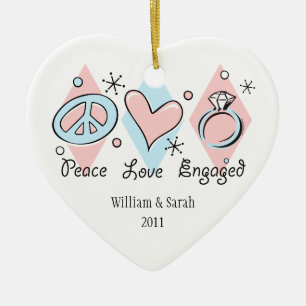 FriedensLiebe-verlobte personalisierte Verzierung Keramikornament