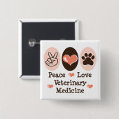 FriedensLiebe-Veterinärmedizin-Knopf Button (Vorne & Hinten)