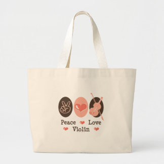 FriedensLiebe-Violinen-Musik-Tasche Jumbo Stoffbeutel