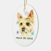 FriedensLiebe Wags WeihnachtenYorkie Hund Keramik Ornament (Links)