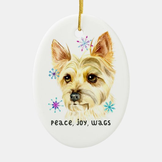 FriedensLiebe Wags WeihnachtenYorkie Hund Keramik Ornament (Vorne)