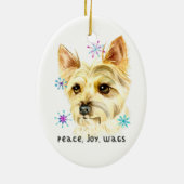 FriedensLiebe Wags WeihnachtenYorkie Hund Keramik Ornament (Hinten)