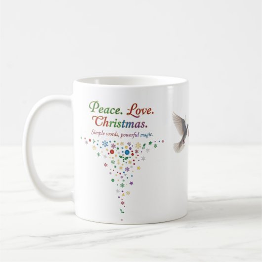 Friedensliebe Weihnachtsklassiktasse – Einfache Wo Kaffeetasse (Links)