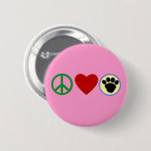 FriedensLiebe-Welpen-Tatzen-T-Shirts, Geschenke Button (Vorne & Hinten)