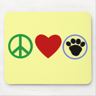 FriedensLiebe-Welpen-Tatzen-T-Shirts, Geschenke Mousepad