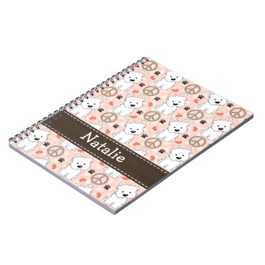 FriedensLiebe Westies gewundenes Notizblock (Linke Seite)