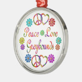 FRIEDENSLiebe-WINDHUNDE Silbernes Ornament (Links)