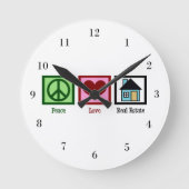 FriedensLiebe-wirkliches Anwesen Runde Wanduhr (Vorderseite)