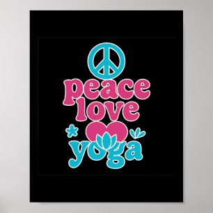 Friedensliebe Yoga Retro-Lotus-Herz Grafik Kunst Poster