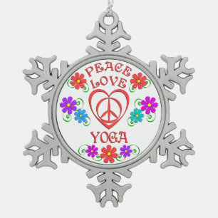 FriedensLiebe-Yoga Schneeflocken Zinn-Ornament