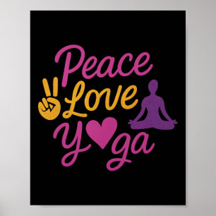 Friedensliebe-Yoga-Schriftgrafik Magenta Gold Poster