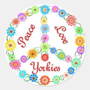 FriedensLiebe Yorkies Runder Aufkleber