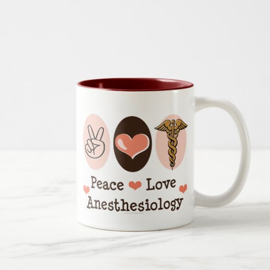 FriedensLiebeanesthesiology-Tasse Zweifarbige Tasse (Rechts)