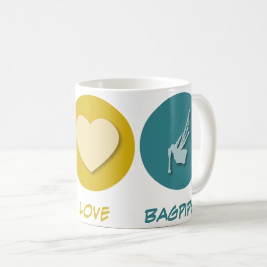 FriedensLiebeBagpipes Kaffeetasse (VorderseiteRechts)