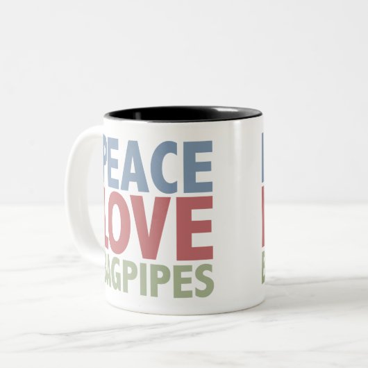 FriedensLiebeBagpipes Zweifarbige Tasse (Vorderseite Links)