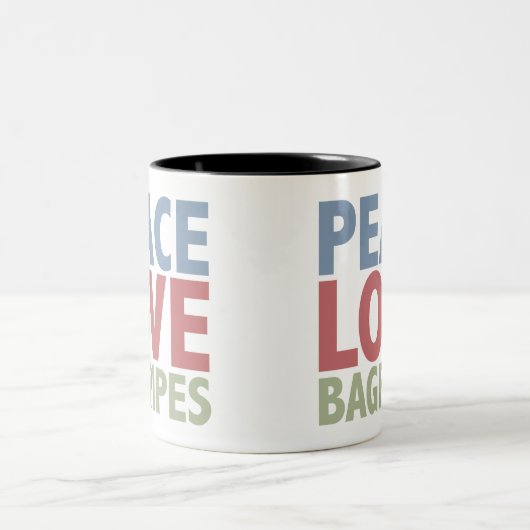 FriedensLiebeBagpipes Zweifarbige Tasse (Mittel)