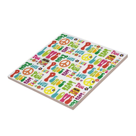 FriedensLiebehippy-Muster Fliese (Seite)