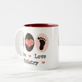 FriedensLiebepodiatry-Fußarzt-Tasse Zweifarbige Tasse (Vorderseite Links)