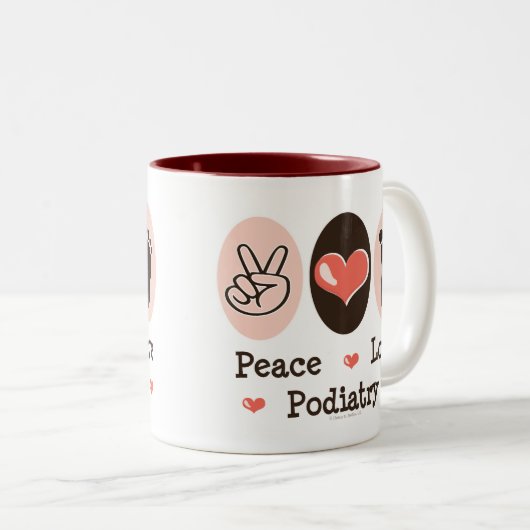 FriedensLiebepodiatry-Fußarzt-Tasse Zweifarbige Tasse (VorderseiteRechts)