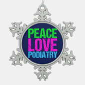 FriedensLiebePodiatry Schneeflocken Zinn-Ornament (Vorderseite)