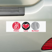 FriedensLiebeSoftballrot Autoaufkleber (Auf Auto)