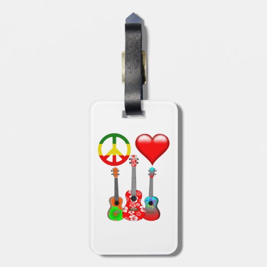 FriedensLiebeUkuleles Gepäckanhänger (Rückseite vertikal)
