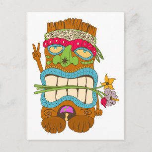 Friedensliebhaber, Blumen verrückter Tiki Hippie Postkarte