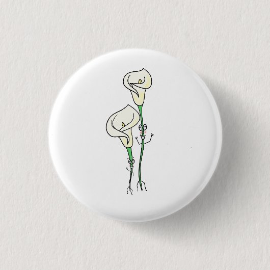Friedenslilien, süßes Blumen Thema Button (Vorderseite)