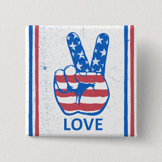 Friedensmuster der amerikanischen Flagge Button (Vorderseite)