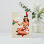 Friedenspfeife Pin-Up Postkarte (Stehend Vorderseite)