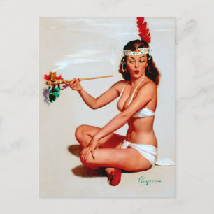 Friedenspfeife Pin Up Postkarte
