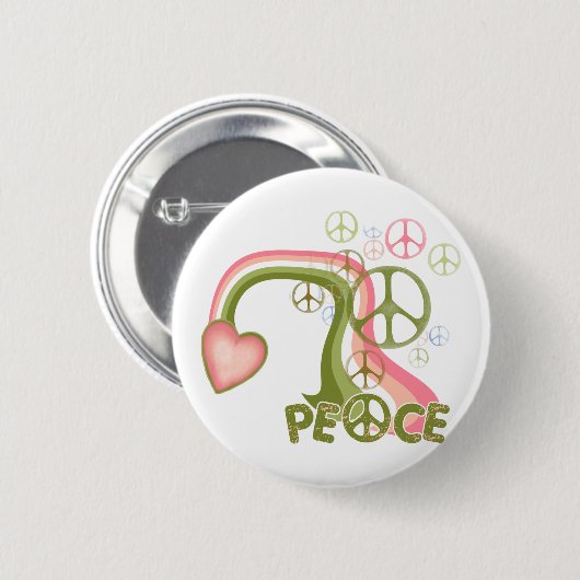 Friedensregenbogen-Retro Knöpfe Button (Vorne & Hinten)
