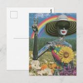 Friedensroboter aus Silber Postkarte (Vorne/Hinten)
