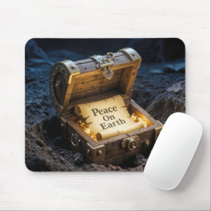 Friedensrolle auf der Erde in einer Schatztruhe Mousepad