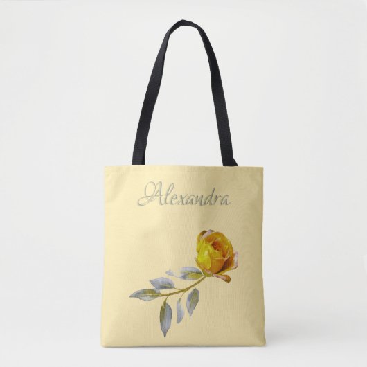 Friedensrose mit hellgrünen und goldenen Blättern Tasche (Vorderseite)