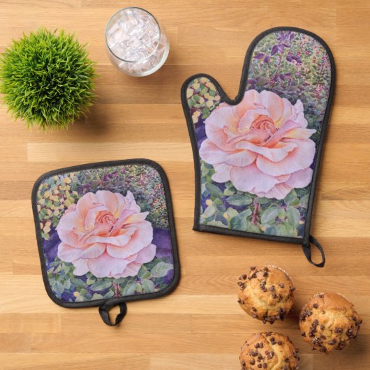 Friedensrose Ofenhandschuh & Topflappen-Set (Oben Unten)