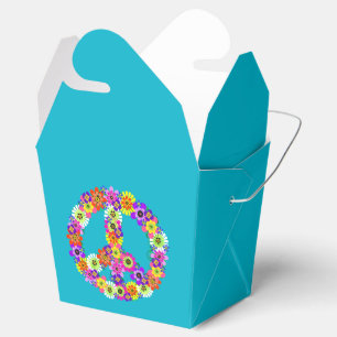 Friedensschild floral auf Türkis Geschenkschachtel