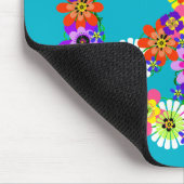 Friedensschild floral auf Türkis Mousepad (Ecke)