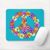 Friedensschild floral auf Türkis Mousepad (Mit Mouse)