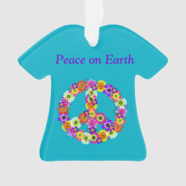 Friedensschild floral auf Türkis Ornament