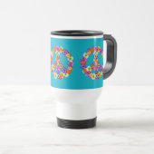 Friedensschild floral auf Türkis Reisebecher (VorderseiteRechts)