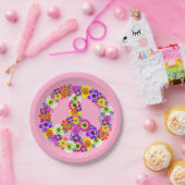 Friedensschild floral in hellrosa pappteller (Party)