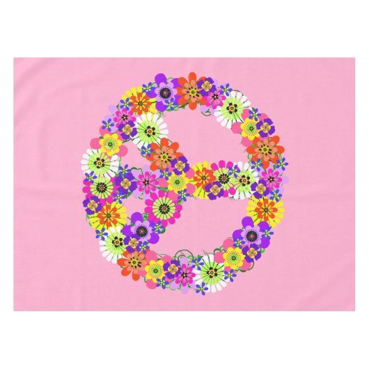 Friedensschild floral in hellrosa tischdecke (Vorderseite (Horizontal))