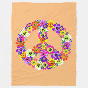 Friedensschild Floral in Peach Fleecedecke
