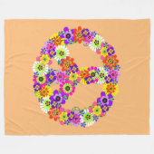 Friedensschild Floral in Peach Fleecedecke (Vorderseite (Horizontal))
