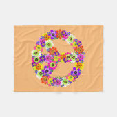 Friedensschild Floral in Peach Fleecedecke (Vorderseite (Horizontal))