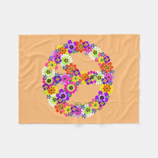 Friedensschild Floral in Peach Fleecedecke (Vorderseite (Horizontal))