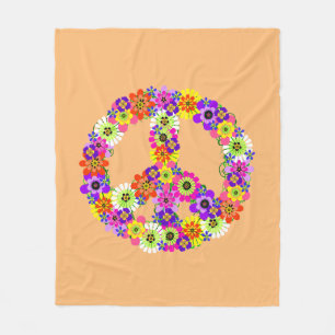 Friedensschild Floral in Peach Fleecedecke